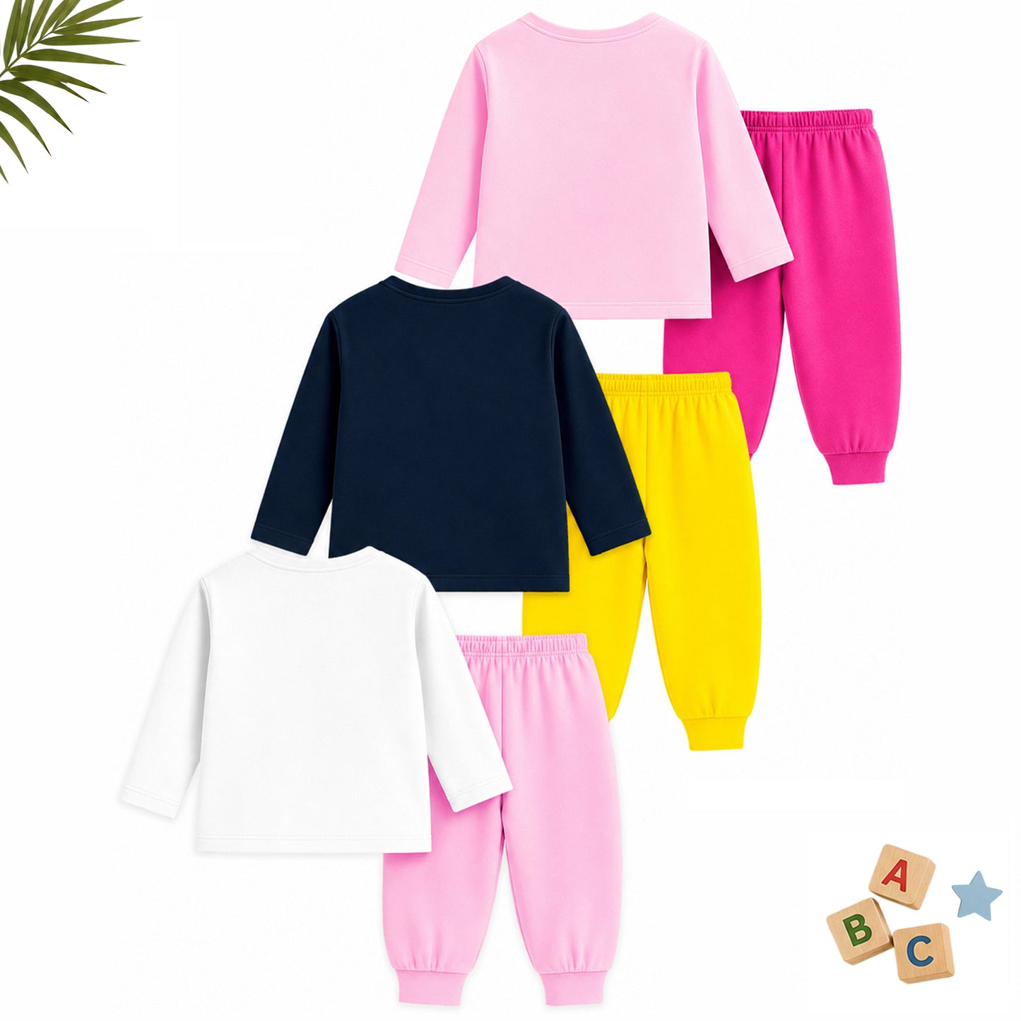 Kuchipoo Girls Regular Fit Cotton T-Shirts and Pyjamas Clothing Set-Pack of 3