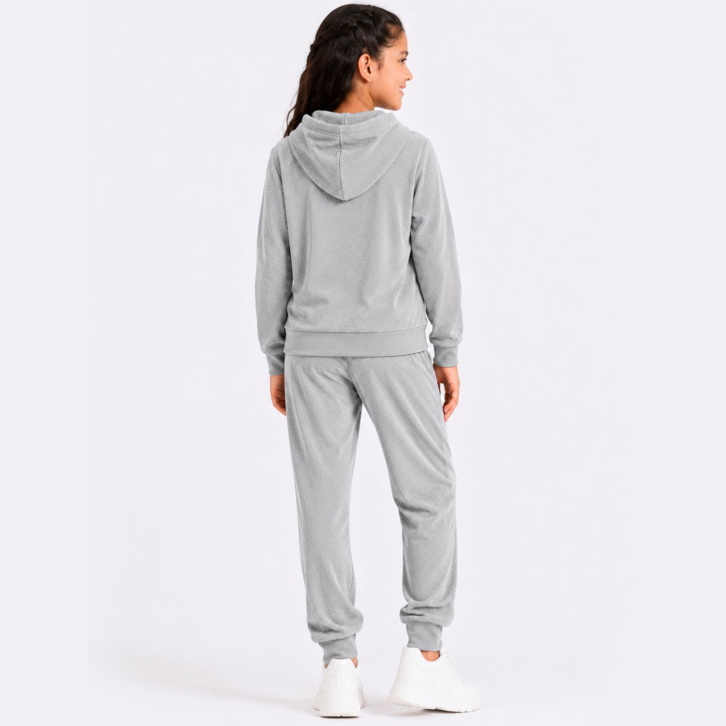 Kuchipoo Girls Velvet Hooded Sweatshirt & Jogger Set | Soft Velour Hoodie with Kangaroo Pocket & Pajama | Warm Full Sleeve Winterwear