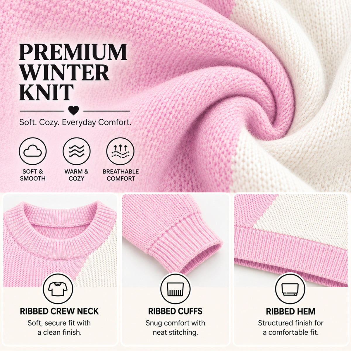 Kuchipoo Girls' Winter Wear Knitted Sweater | Full Sleeves Warm Pullover | Casual & Stylish Kids' Jumper (Copy)