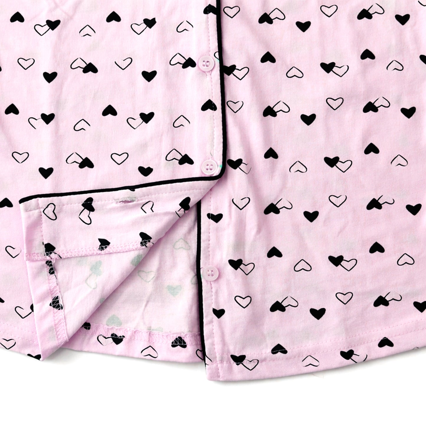 Kuchipoo Girls 100% Cotton Night Suit Set | Soft & Breathable Printed Pyjama Set | Half Sleeve Button Down Sleepwear for Girls
