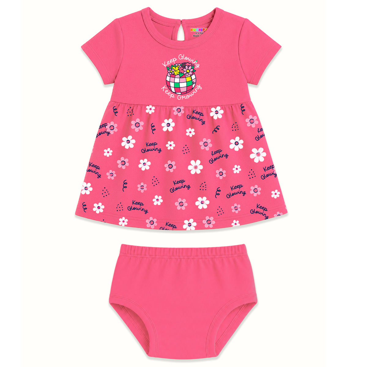 Kuchipoo Baby Girls 100% Cotton Frock and Panty Set - Pack of 3