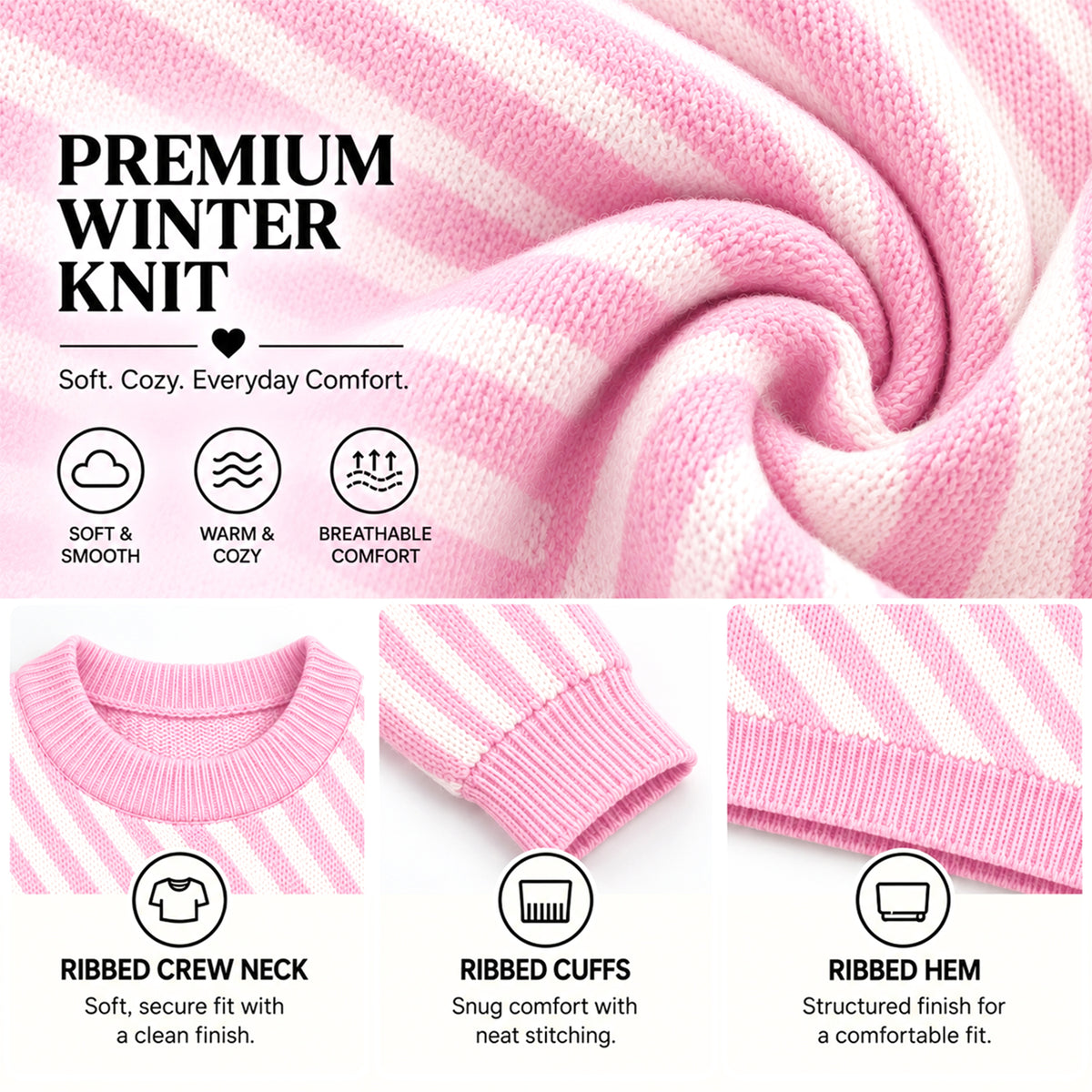 Kuchipoo Girls' Winter Wear Knitted Sweater | Full Sleeves Warm Pullover | Casual & Stylish Kids' Jumper