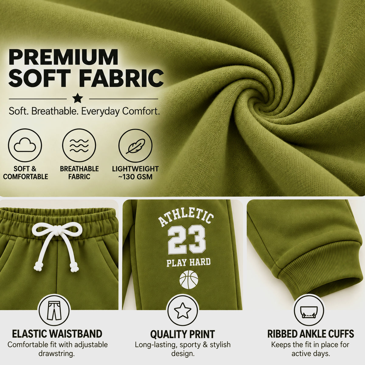 Kuchipoo Boys Printed Jogger Track Pants | Soft & Comfortable Regular Fit Lower with Elastic Waist, Drawstring & Ribbed Cuffs | Casual Sportswear for Kids | Pack of 3