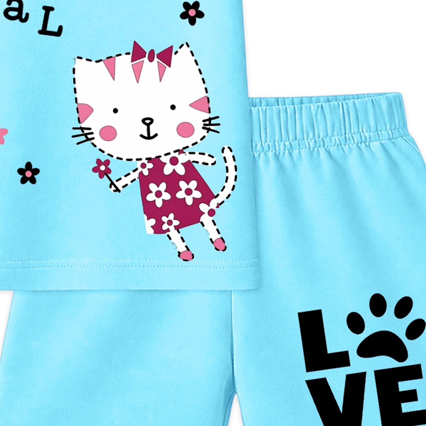 Kuchipoo Girls Cotton T-Shirt & Shorts | Printed Summer Wear Set | Soft & Comfortable Kids Clothing | Pack of 3