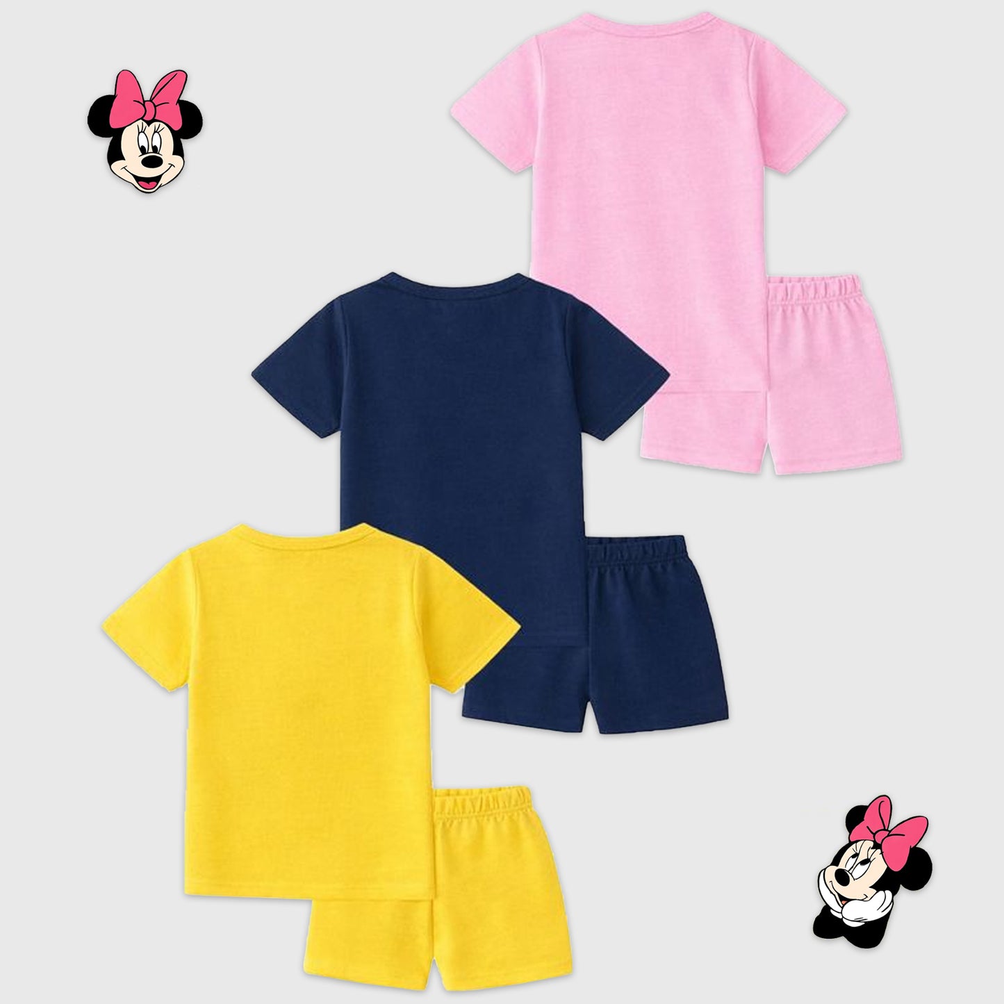 Kuchipoo © Disney Girls Regular Fit Cotton T-Shirts and Shorts Set - Pack of 3