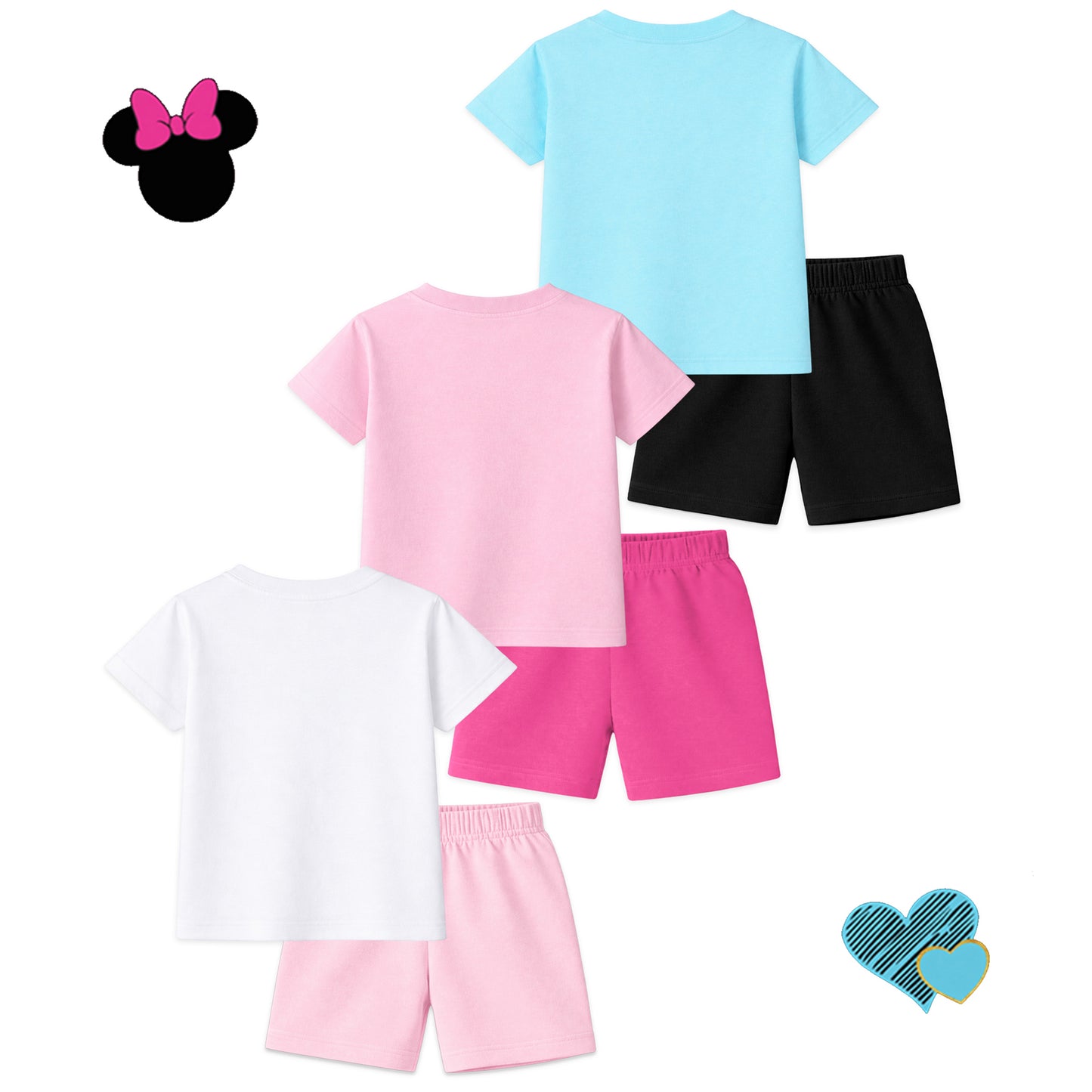 Kuchipoo © Disney Girls Regular Fit Cotton T-Shirts and Shorts Set - Pack of 3