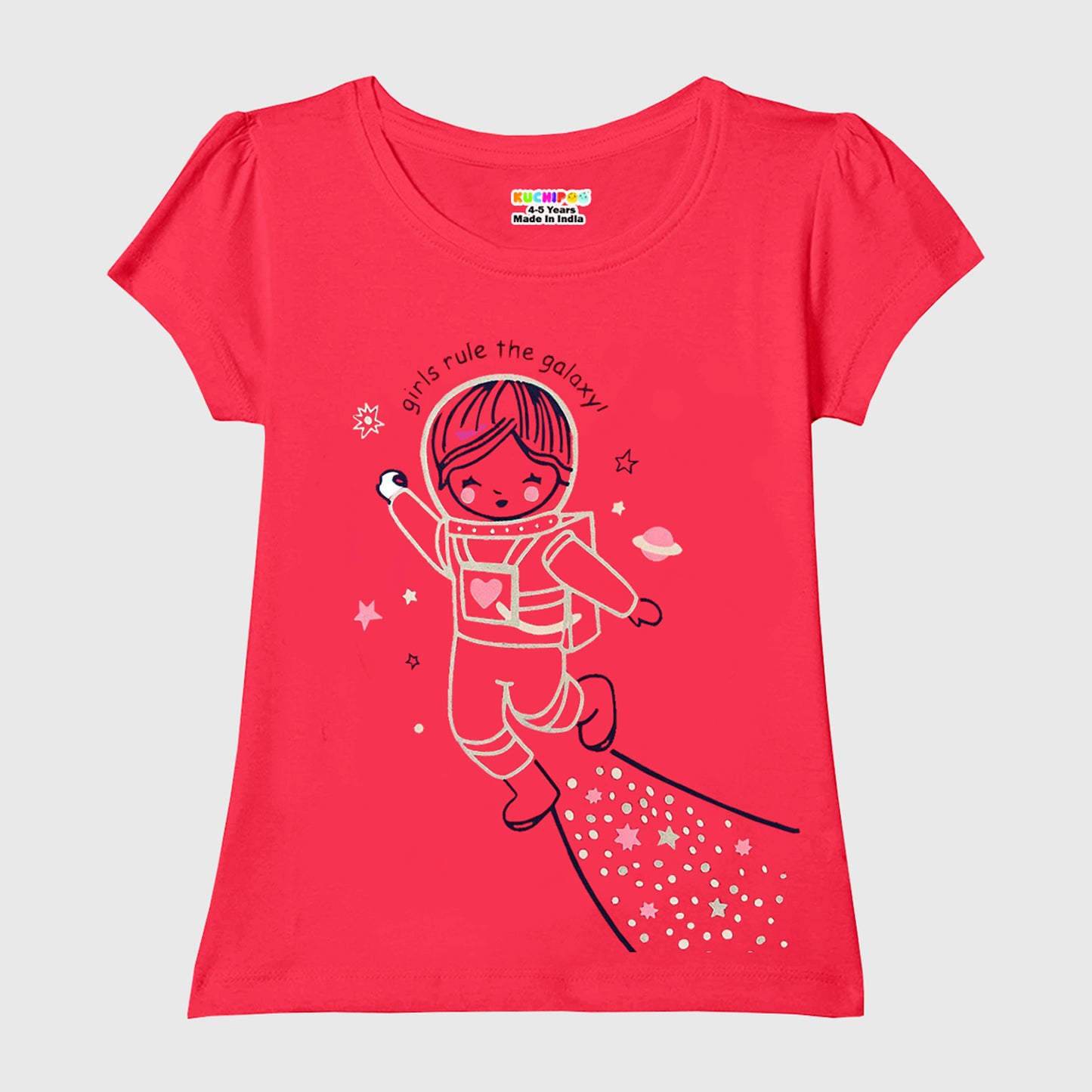 KUCHIPOO Girls Half Sleeves T-Shirts