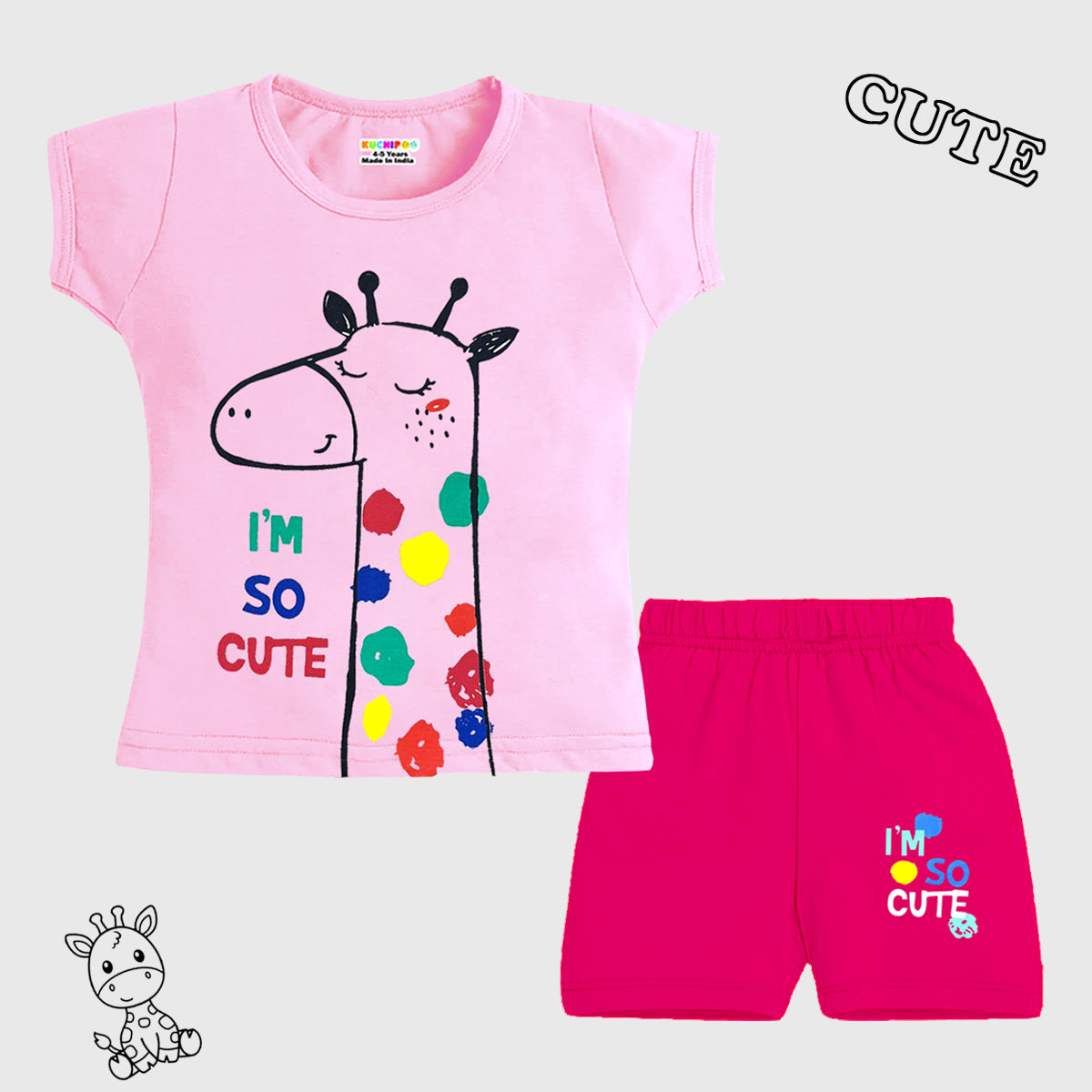 KUCHIPOO Baby Girls T-Shirts and Shorts Set
