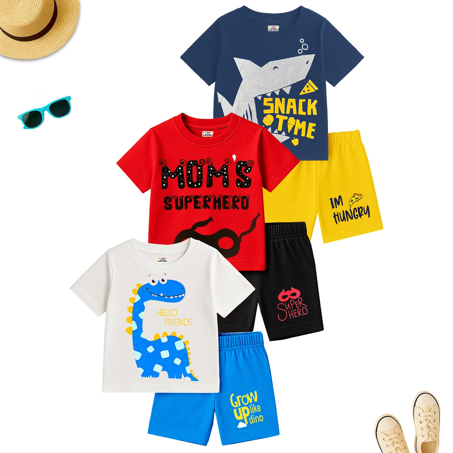 KUCHIPOO Baby Boys T-Shirts and Shorts Set