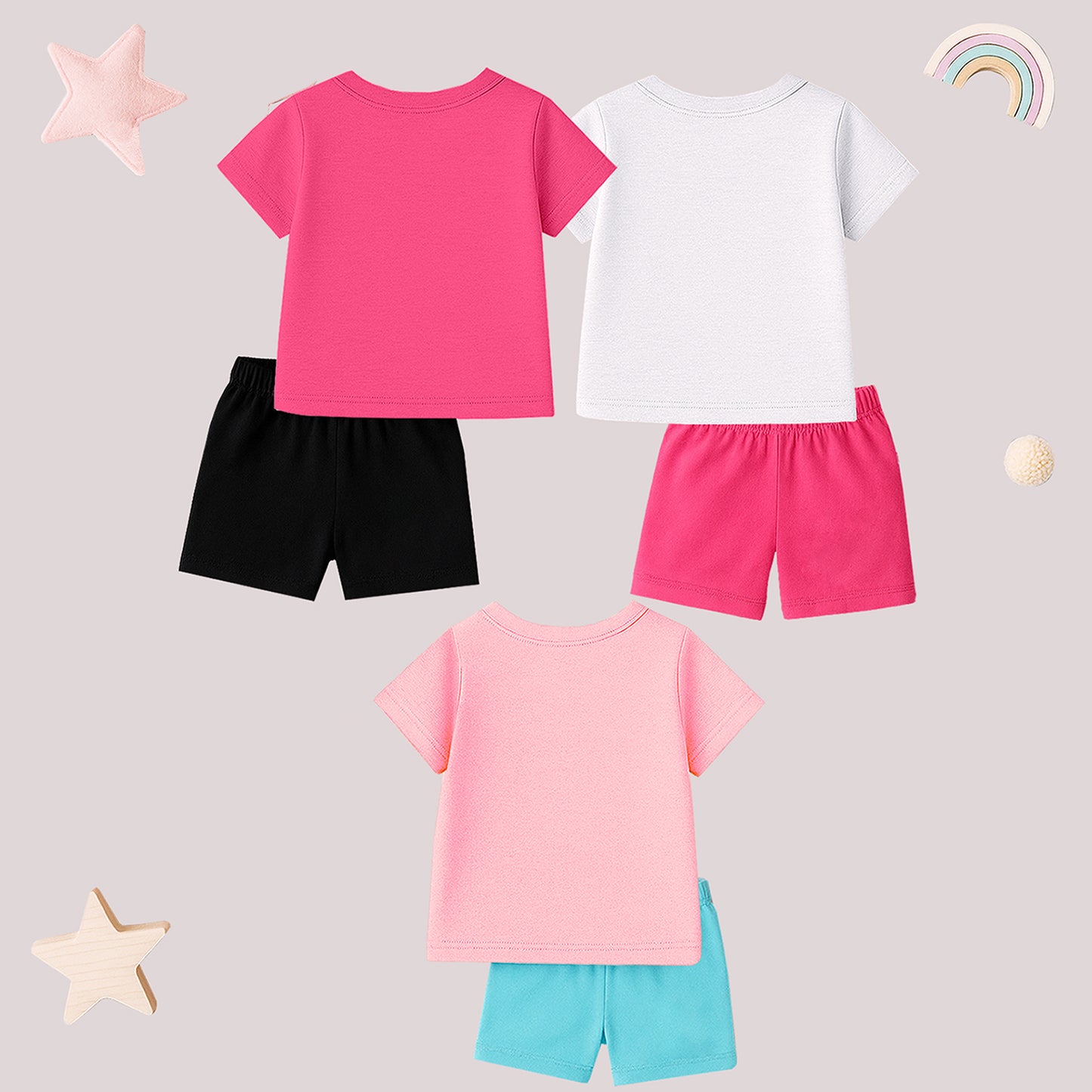 KUCHIPOO Baby Girls T-Shirts and Shorts Set