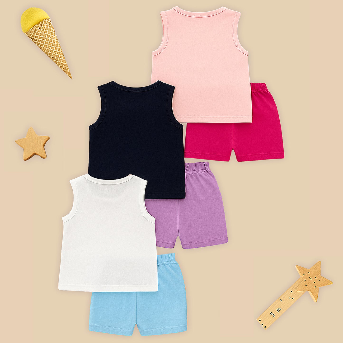 KUCHIPOO Baby Girls Sleevesless Tshirts and Shorts Set