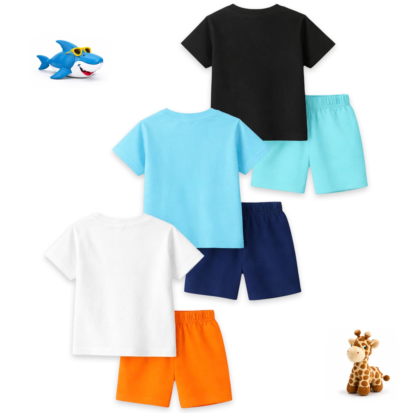 Kuchipoo Boys Cotton T-Shirt & Shorts | Printed Summer Wear Set | Soft & Comfortable Kids Clothing | Pack of 3