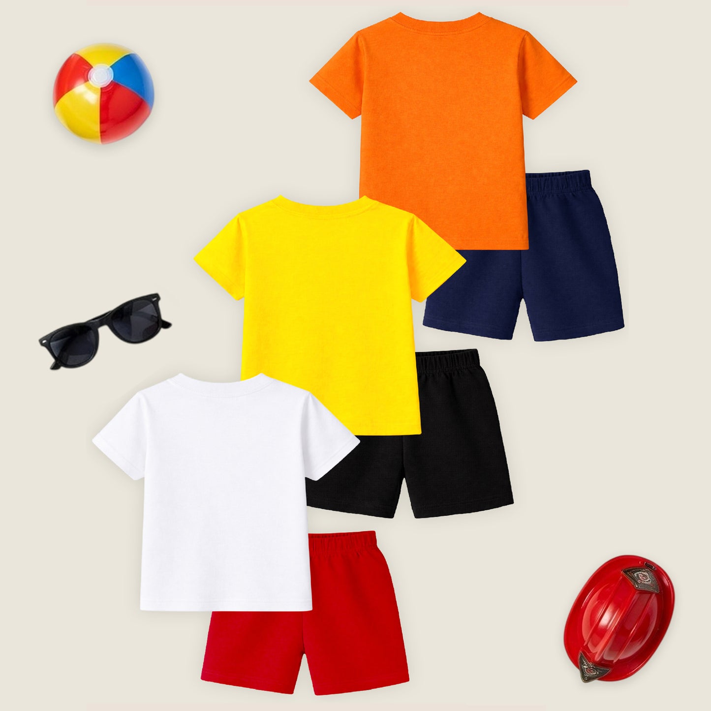 Kuchipoo Boys Cotton T-Shirt & Shorts | Printed Summer Wear Set | Soft & Comfortable Kids Clothing | Pack of 3