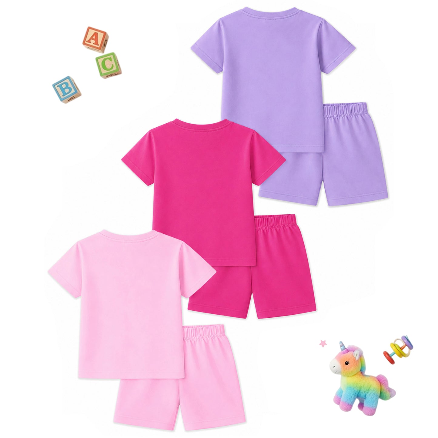 Kuchipoo Girls Cotton T-Shirt & Shorts | Printed Summer Wear Set | Soft & Comfortable Kids Clothing | Pack of 3