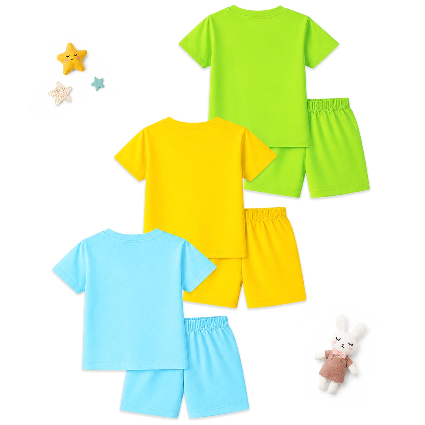 Kuchipoo Girls Cotton T-Shirt & Shorts | Printed Summer Wear Set | Soft & Comfortable Kids Clothing | Pack of 3