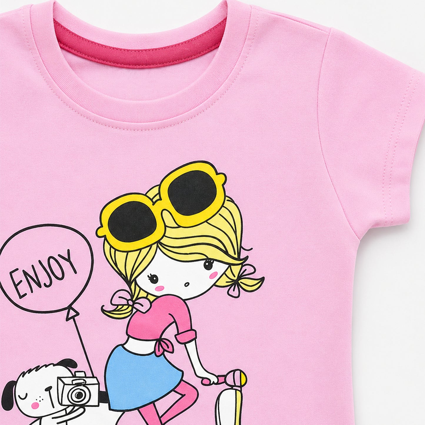 Kuchipoo Girls Cotton T-Shirt & Shorts | Printed Summer Wear Set | Soft & Comfortable Kids Clothing | Pack of 3