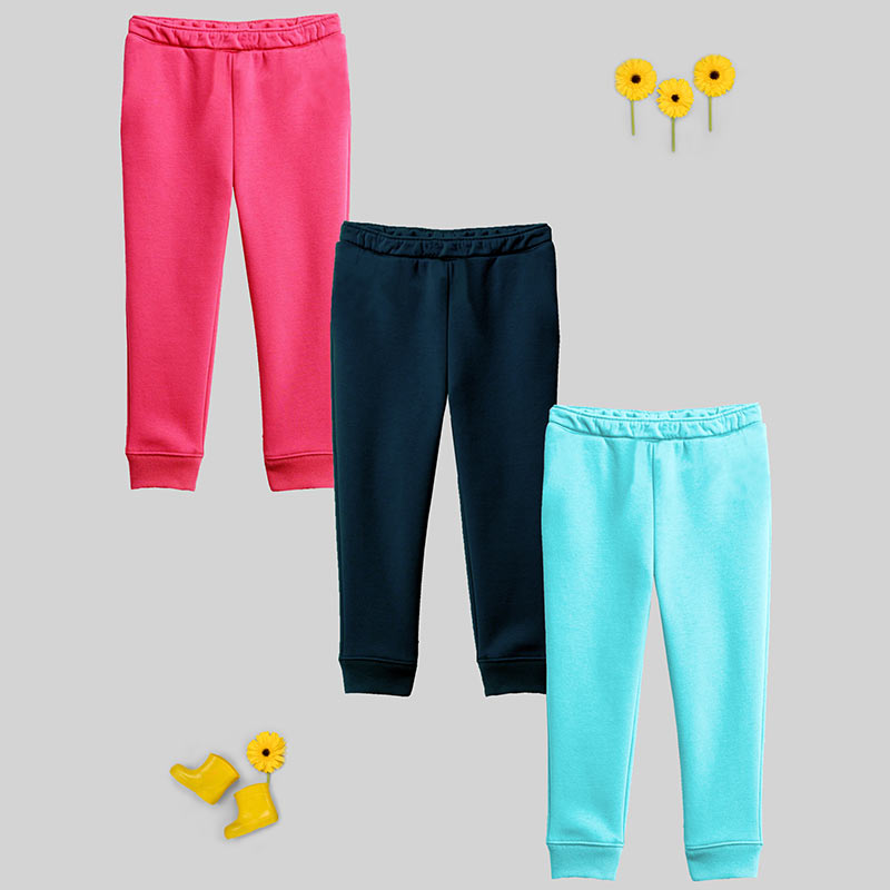 Kuchipoo Girls Regular Fit Trackpant - Pack Of 3