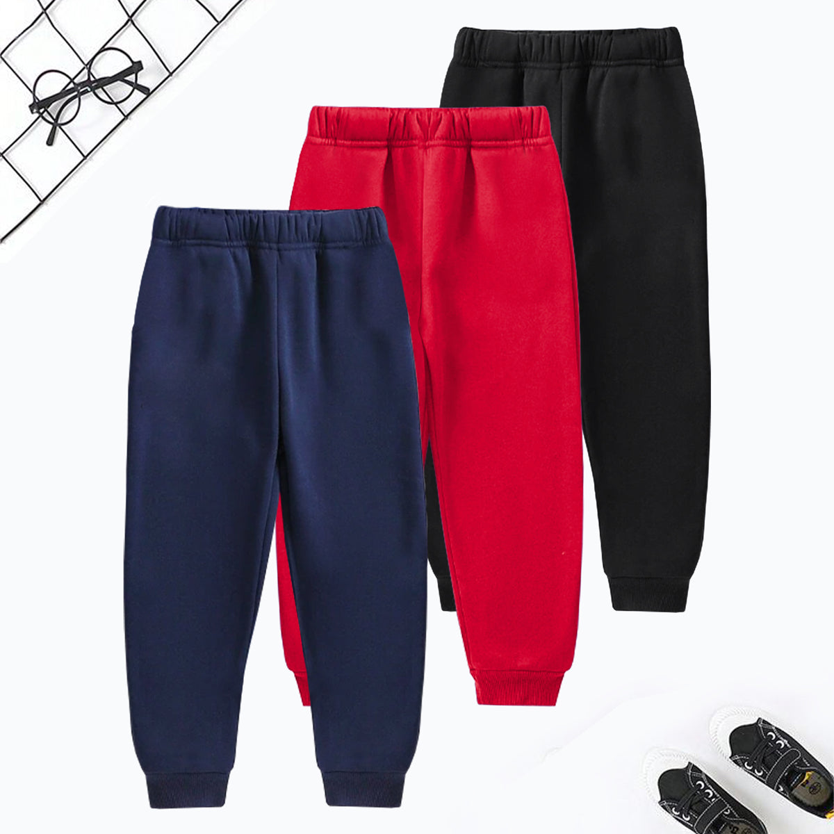Kuchipoo Boys Regular Fit Track Pants - Pack of 3
