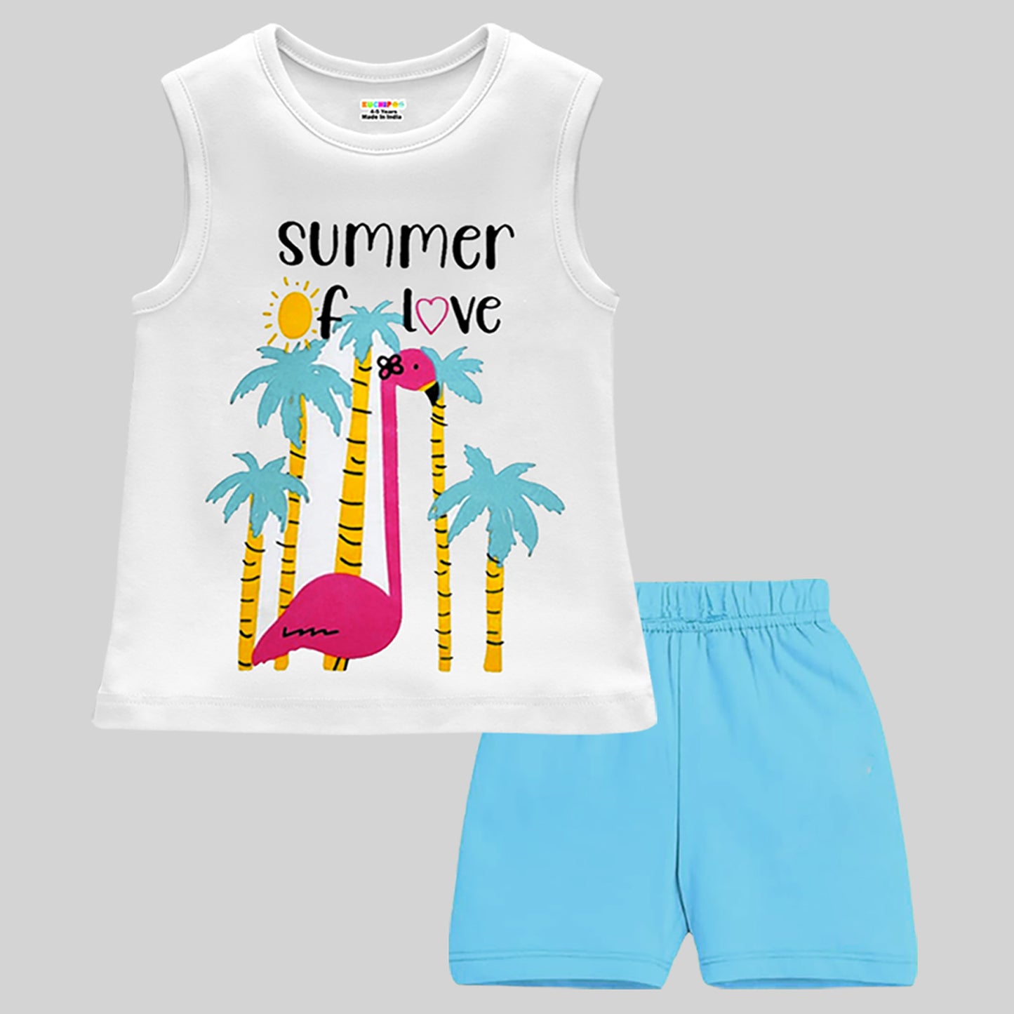 KUCHIPOO GIRLS SLEEVELESS T-SHIRTS AND SHORTS SET