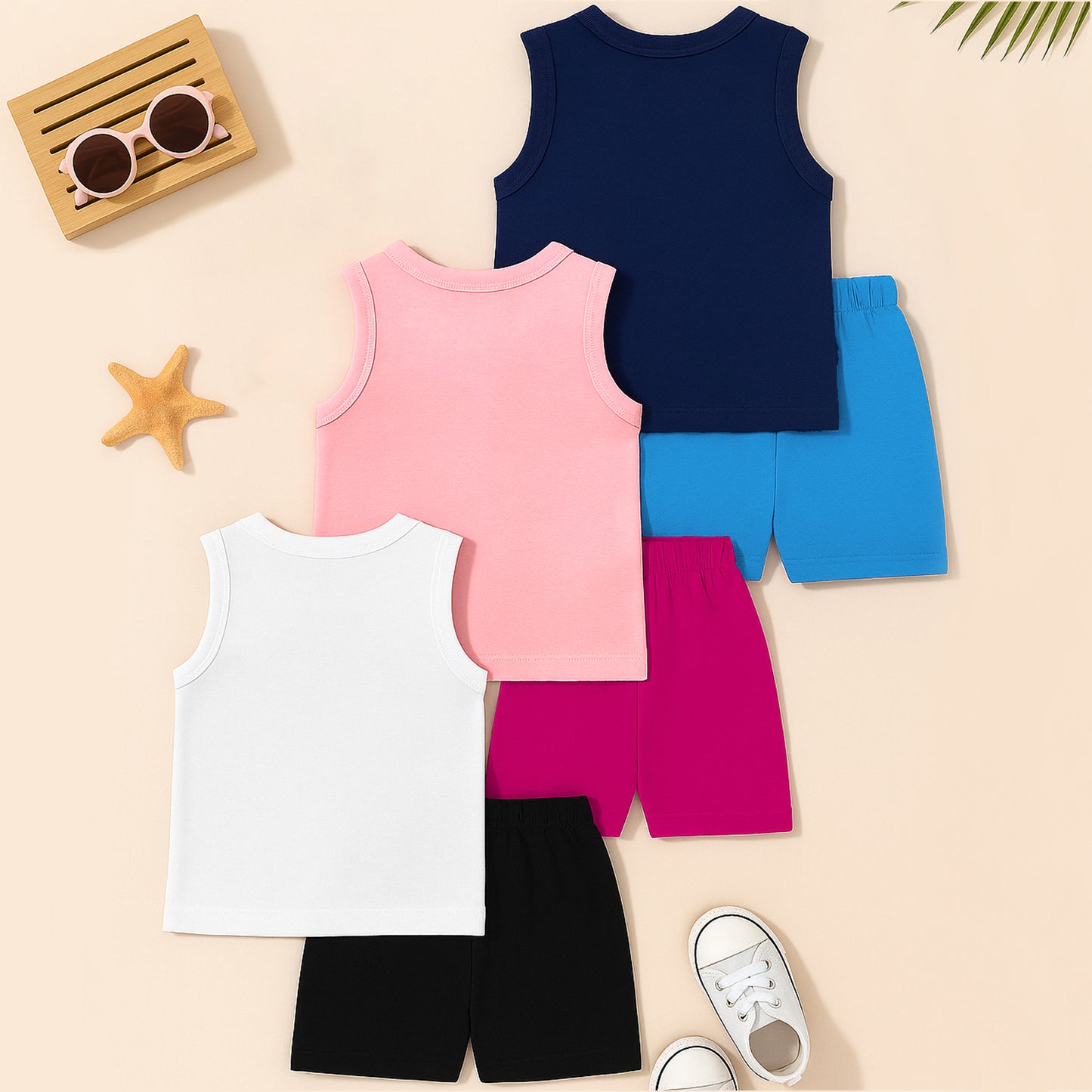 KUCHIPOO Baby Girls Sleevesless Tshirts and Shorts Set