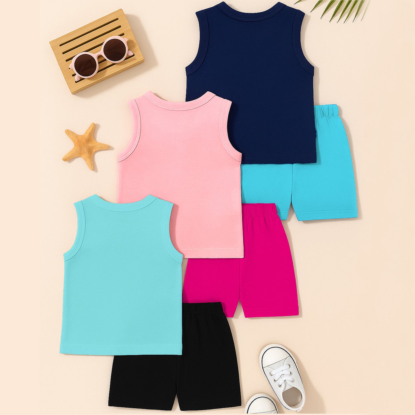 KUCHIPOO Baby Girls Sleevesless Tshirts and Shorts Set