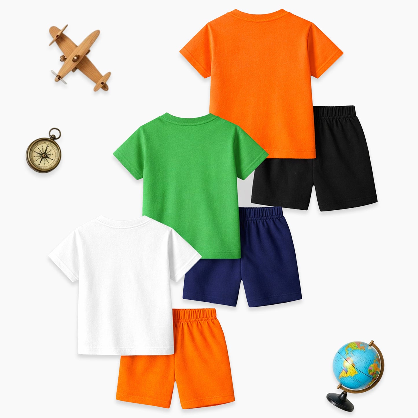 Kuchipoo Boys Cotton T-Shirt & Shorts Set | Half Sleeve Round Neck Top with Elastic Waist Shorts | Soft & Comfortable Casual Wear for Kids | Pack of 3