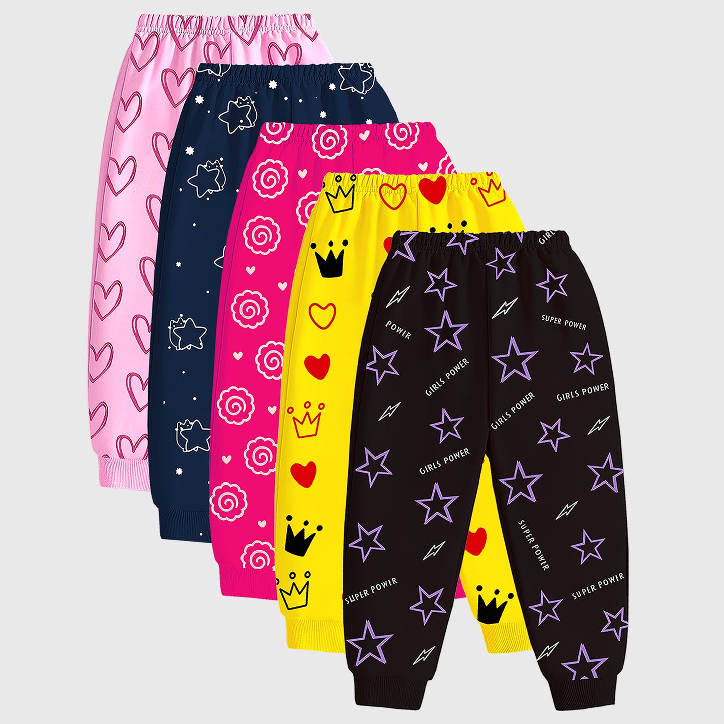 Kuchipoo Regular Fit Girls Pyjamas Set-Pack of 5
