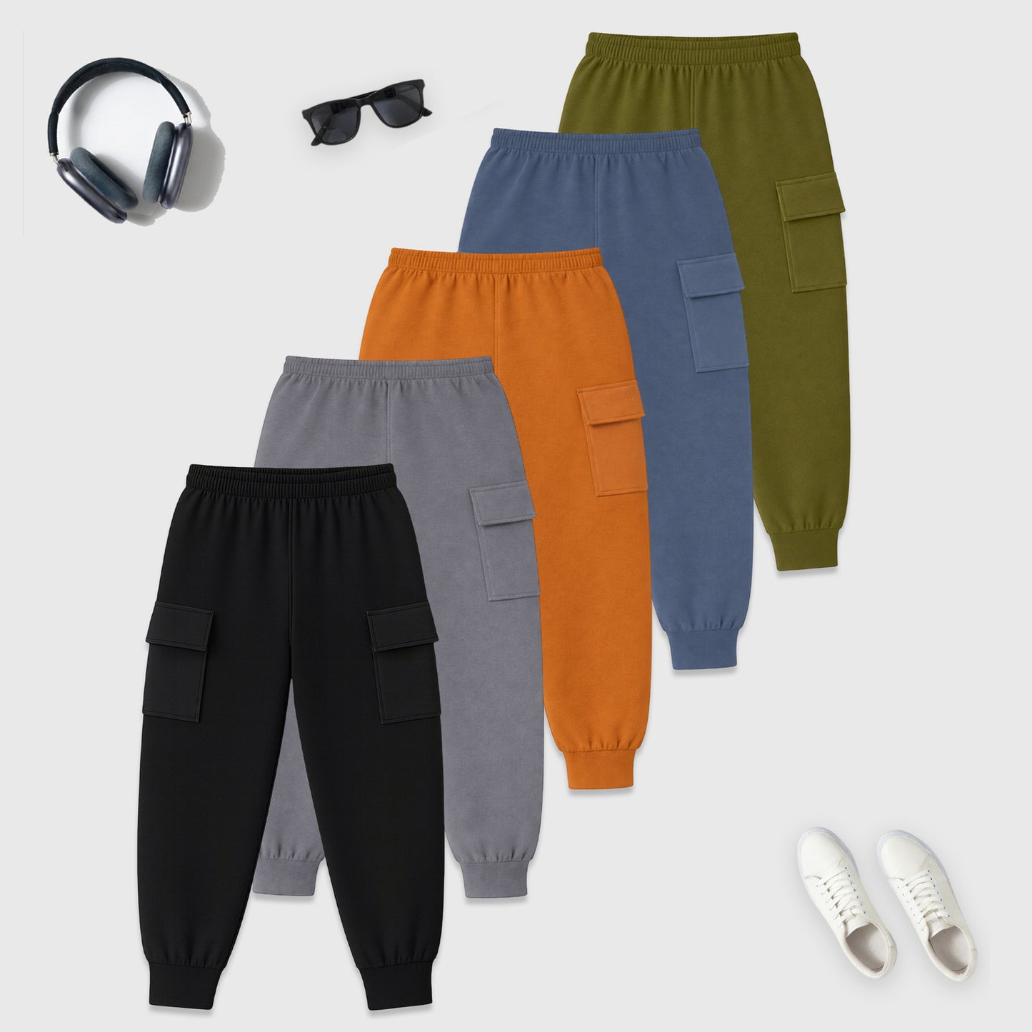 Kuchipoo Boys Cargo Joggers - Pack of 5