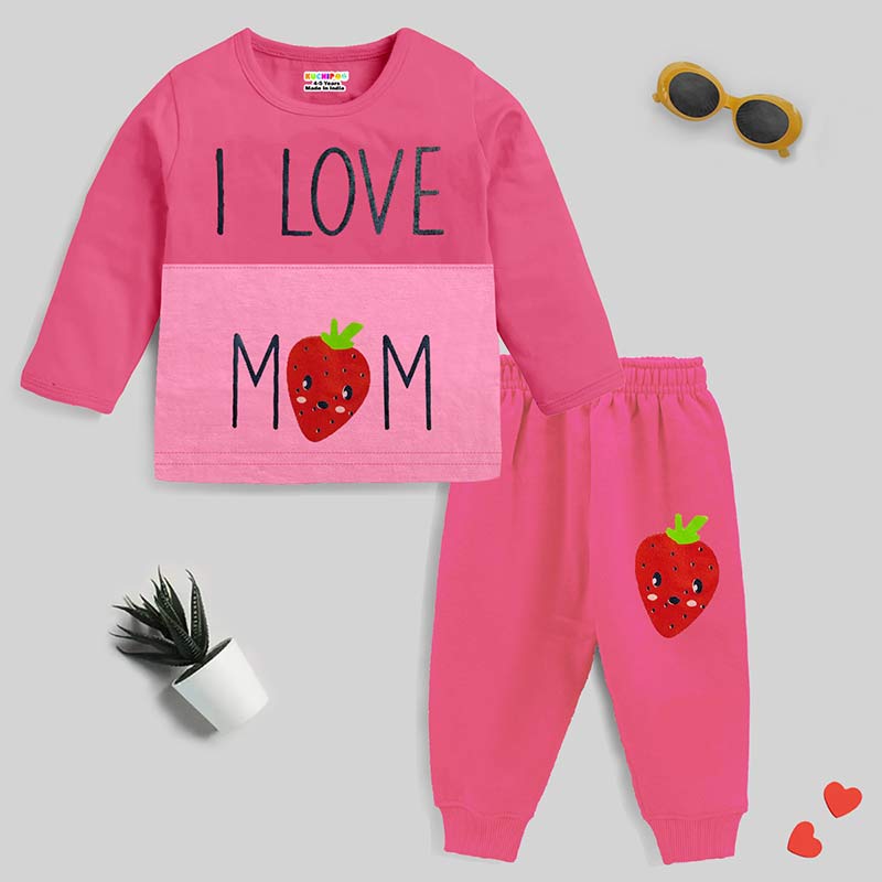 KUCHIPOO Baby Girls T-Shirts and Pyjamas Set