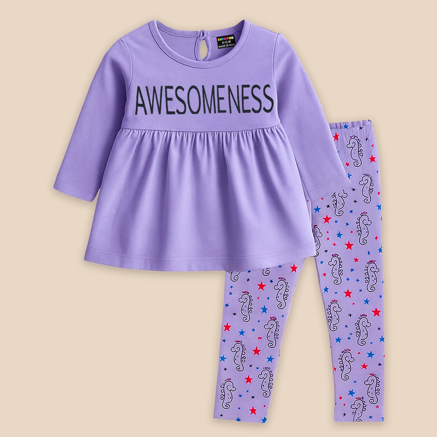 KUCHIPOO Baby Girls T-Shirts and Pyjamas Set