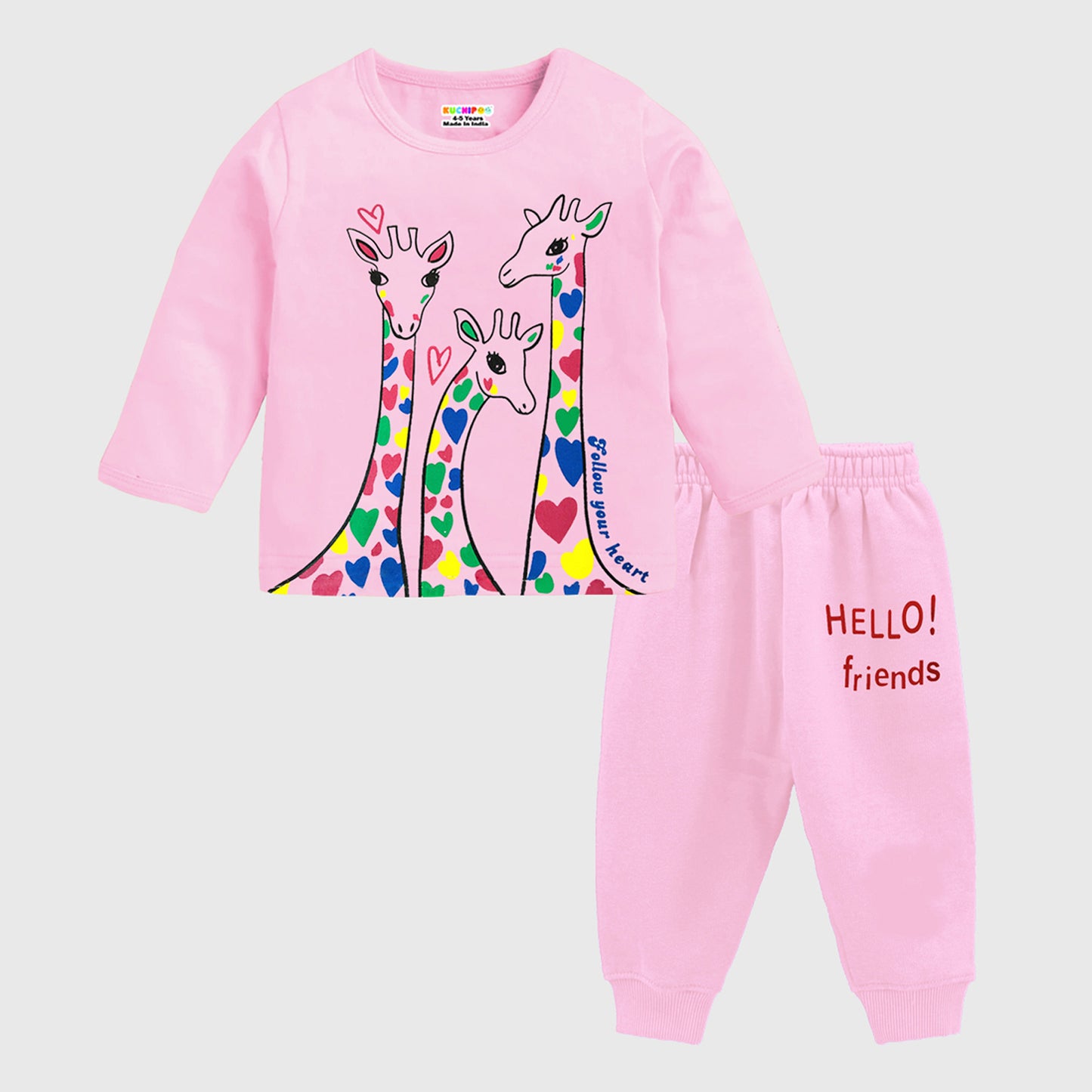 KUCHIPOO Baby GirlsT-Shirts and Pyjamas Set