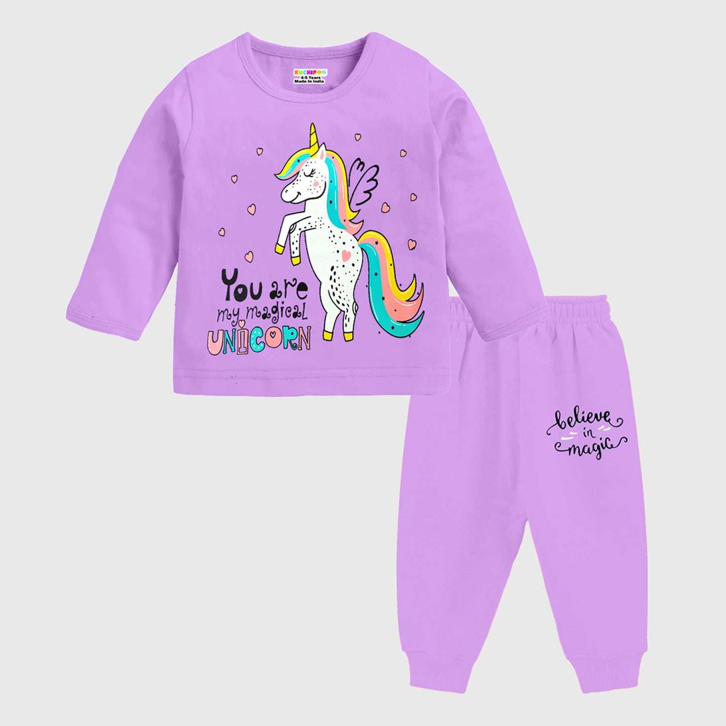 KUCHIPOO Baby GirlsT-Shirts and Pyjamas Set