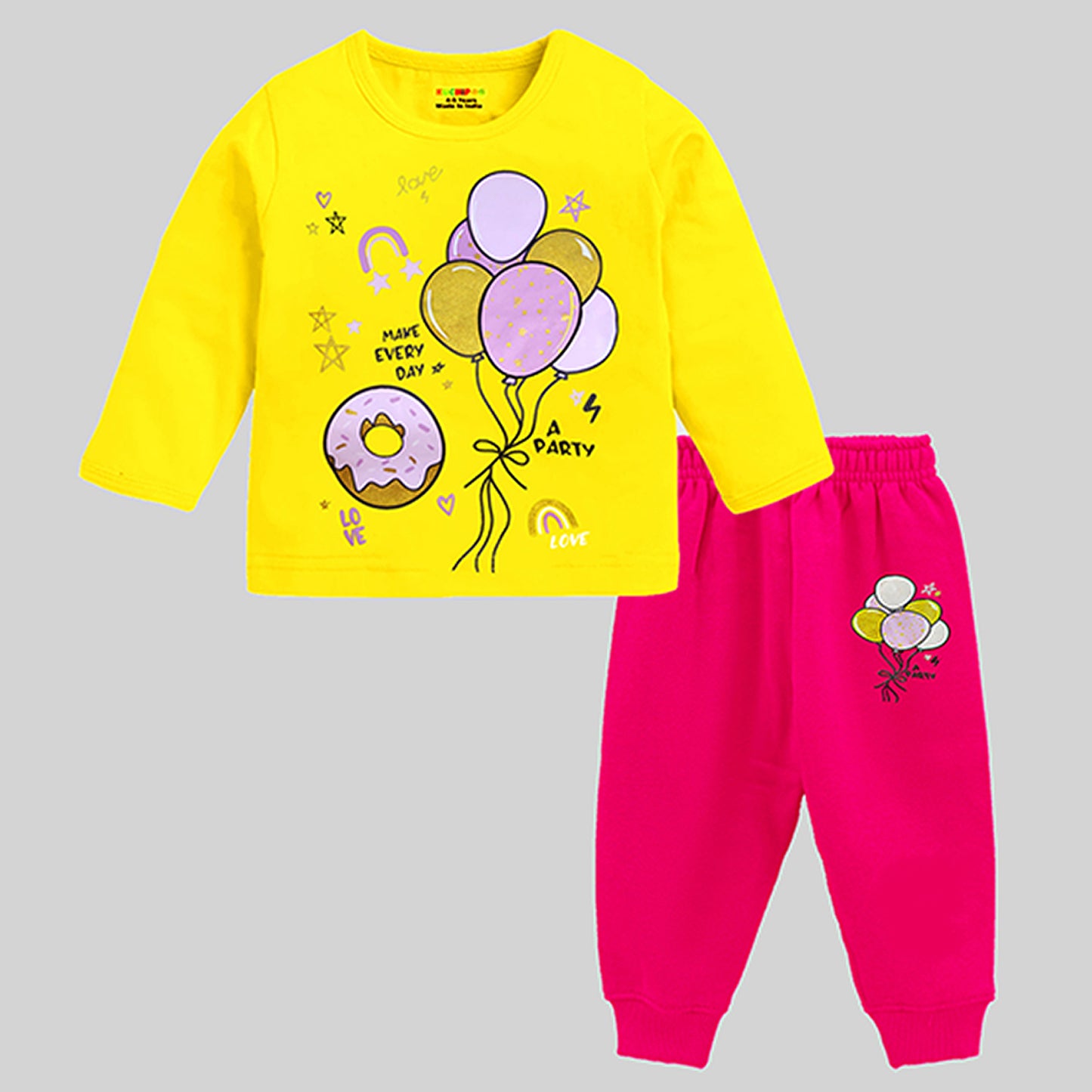 KUCHIPOO Baby Girls T-Shirts and Pyjamas Set