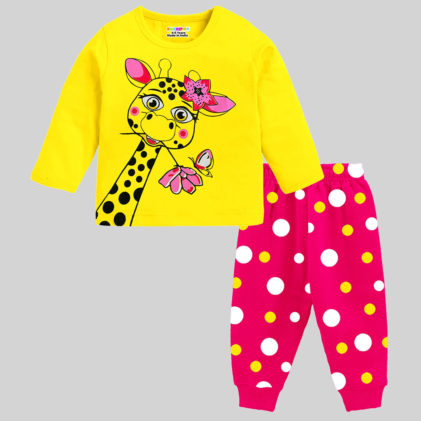 KUCHIPOO Baby Girls T-Shirts and Pyjamas Set