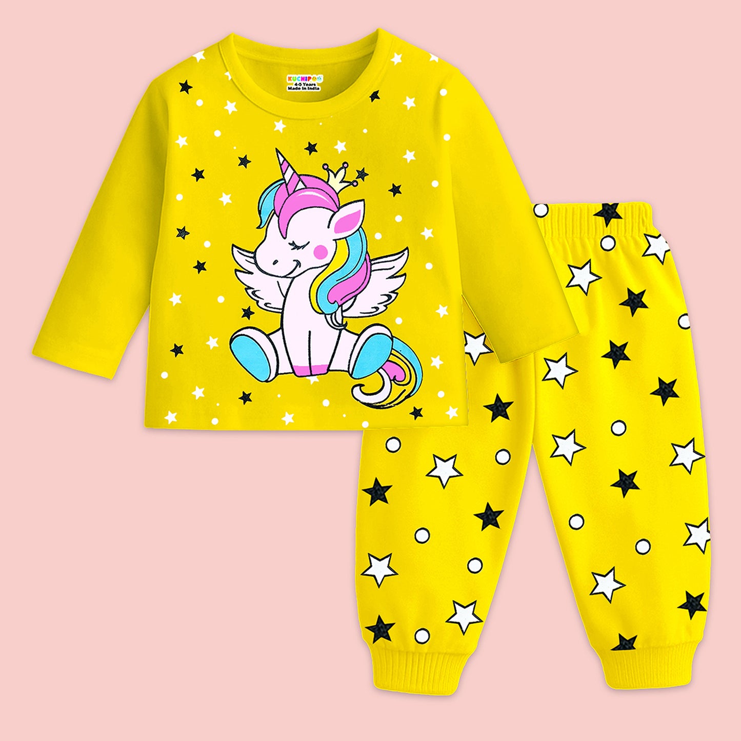 KUCHIPOO Baby Girls T-Shirts and Pyjamas Set