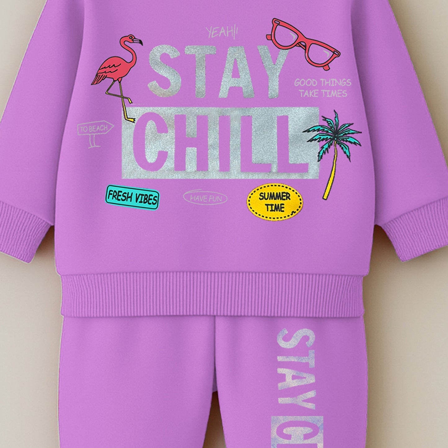 Kuchipoo Girls Winterwear Sweatshirt and Trackpant Set With Pocket