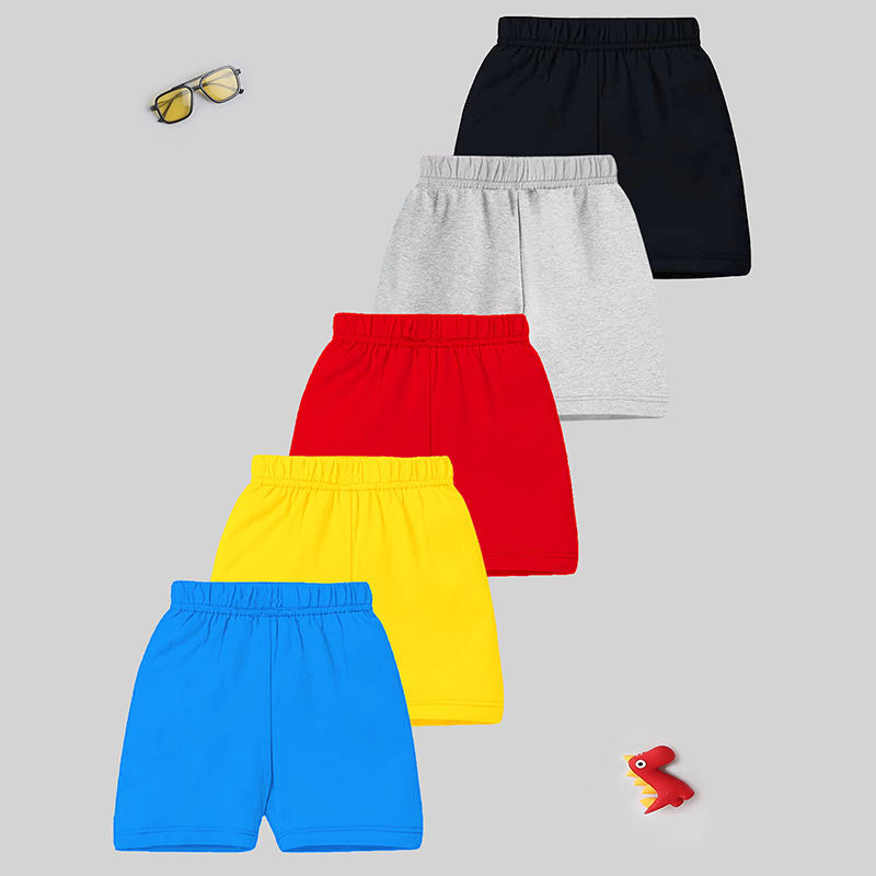 Kuchipoo Boys Regular Fit Cotton Shorts - Pack of 5
