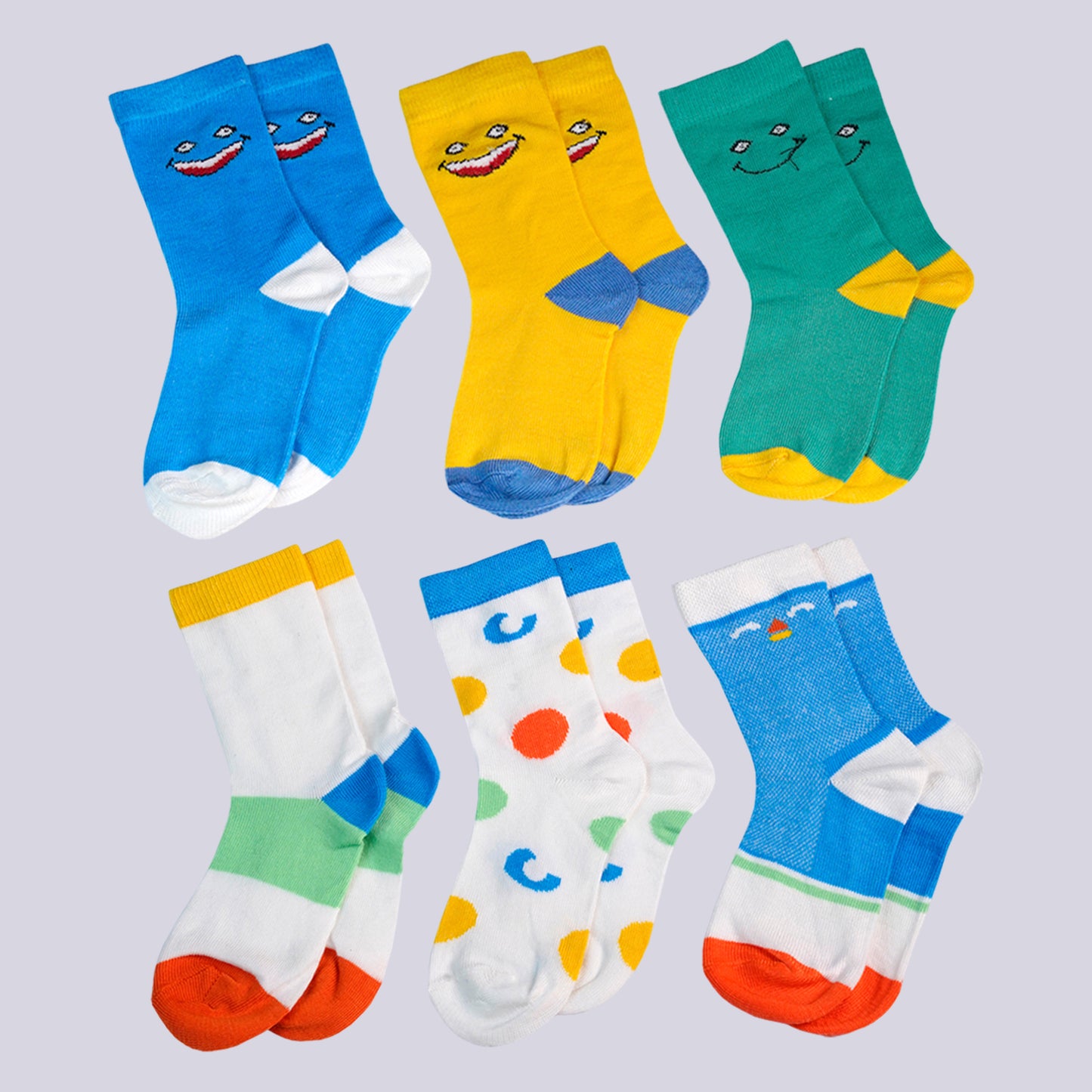 Kuchipoo Kids 100% Cotton Socks - Pack of 6