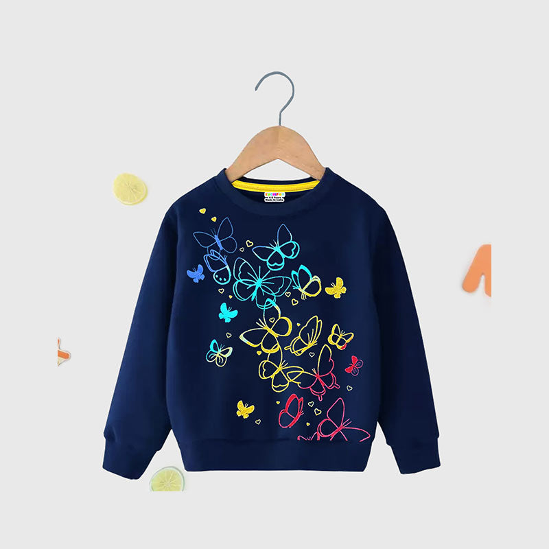 Kuchipoo Girls Regular Fit Winterwear Sweatshirt Multi-Colored