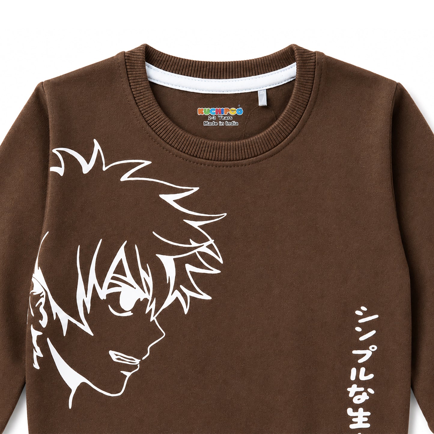 Kuchipoo Boys Regular Fit Graphic Printed Full Sleeve Round Neck Winterwear Sweatshirt