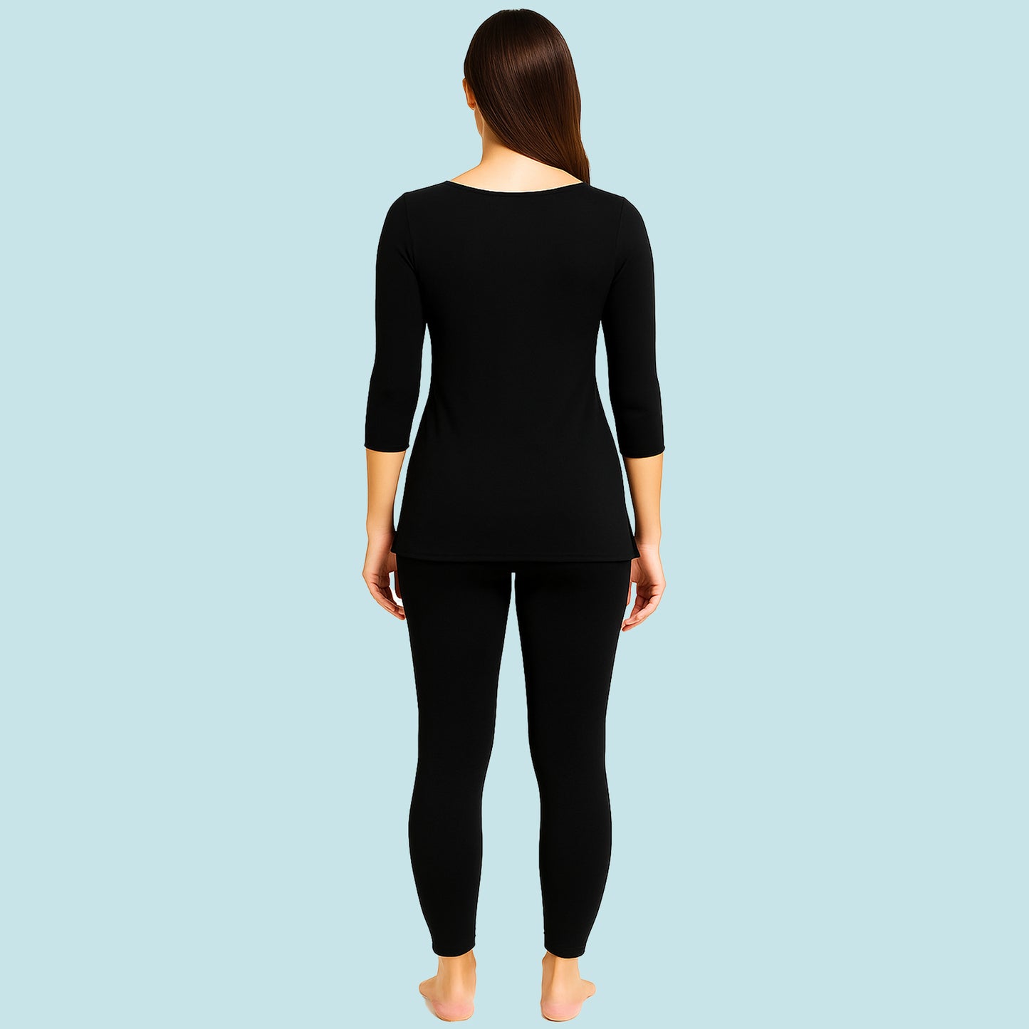 Kuchipoo Women’s Winter Thermal Set | Black Full Sleeves Top & Bottom Innerwear for Warmth & Comfort