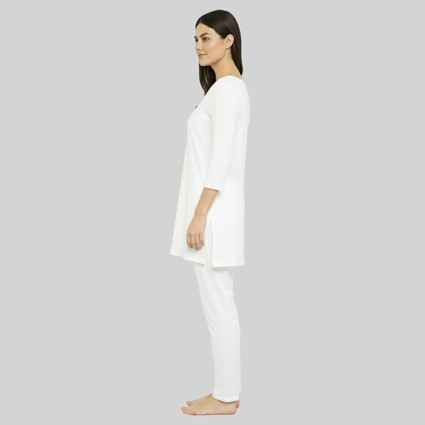 Kuchipoo Women’s Winter Thermal Set | White Full Sleeves Top & Bottom Innerwear for Warmth & Comfort