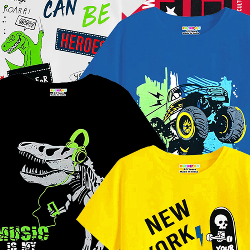 KUCHIPOO Boys Half Sleeves T-Shirts