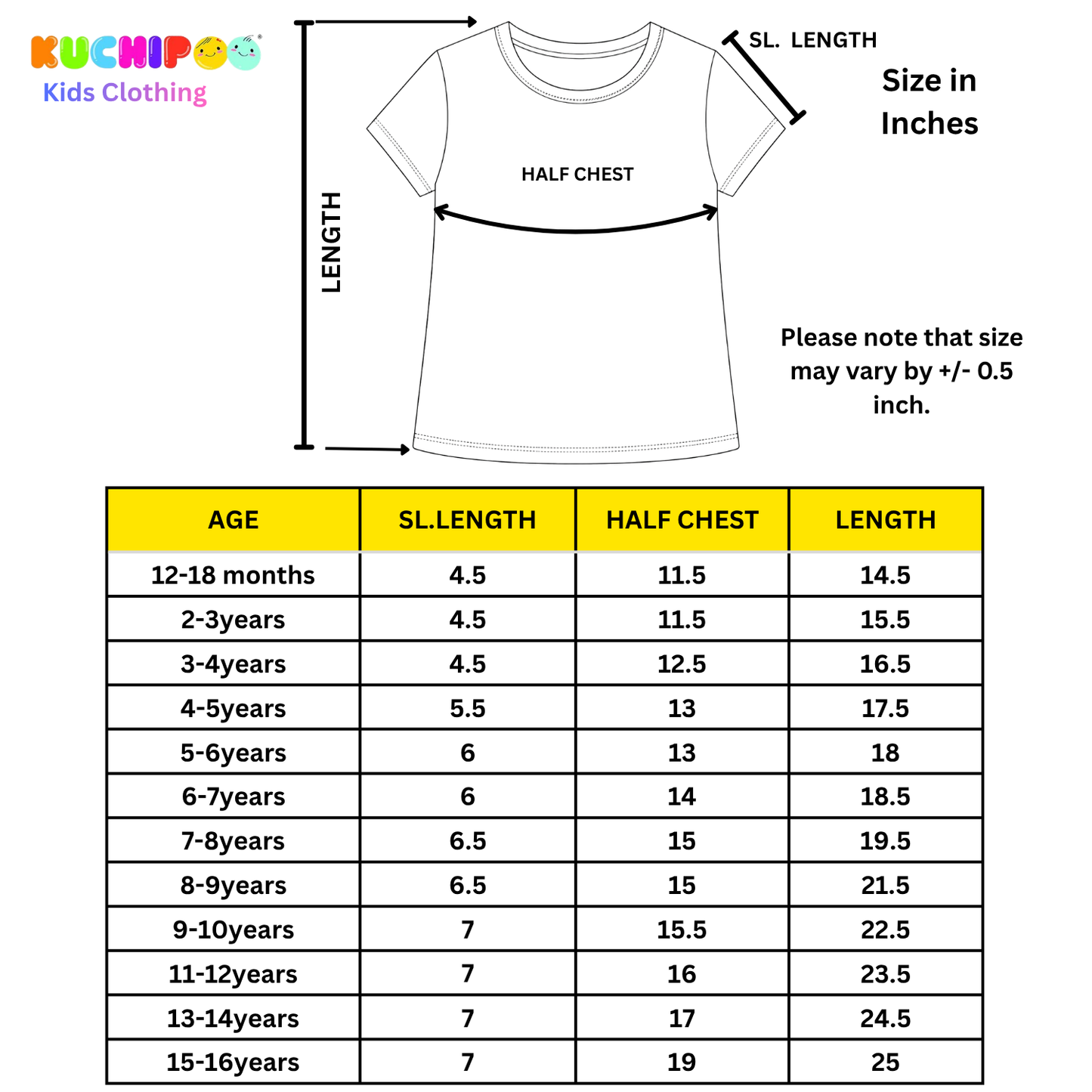 KUCHIPOO Boys Half Sleeves T-Shirts