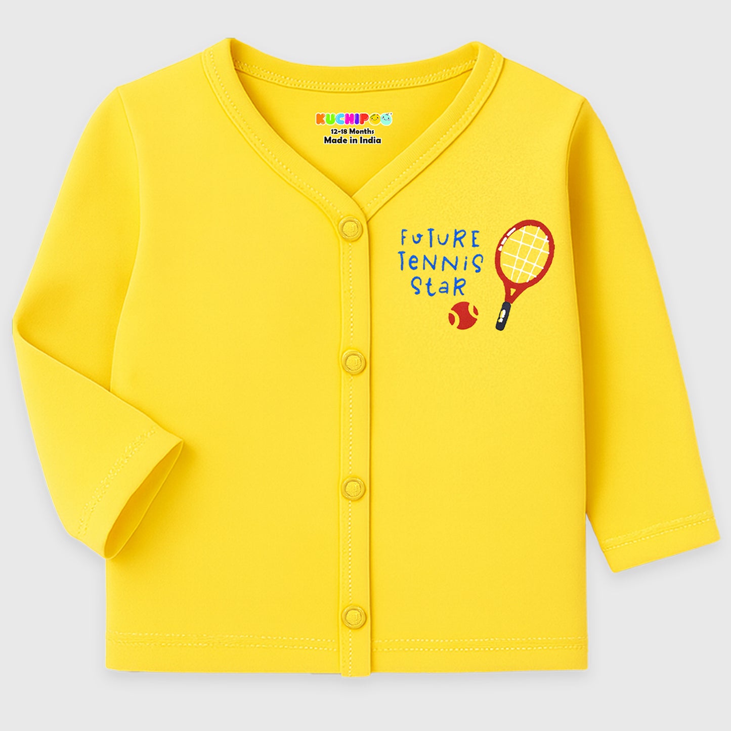 Kuchipoo Baby Boys Front Open Full Sleeves 100% Cotton T-Shirt