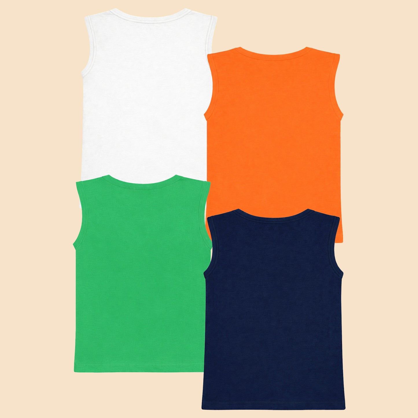 Kuchipoo Boys Sleeveless Cotton Tshirts | Printed Round Neck Kids Tshirts for Summer Wear | Pack of 4