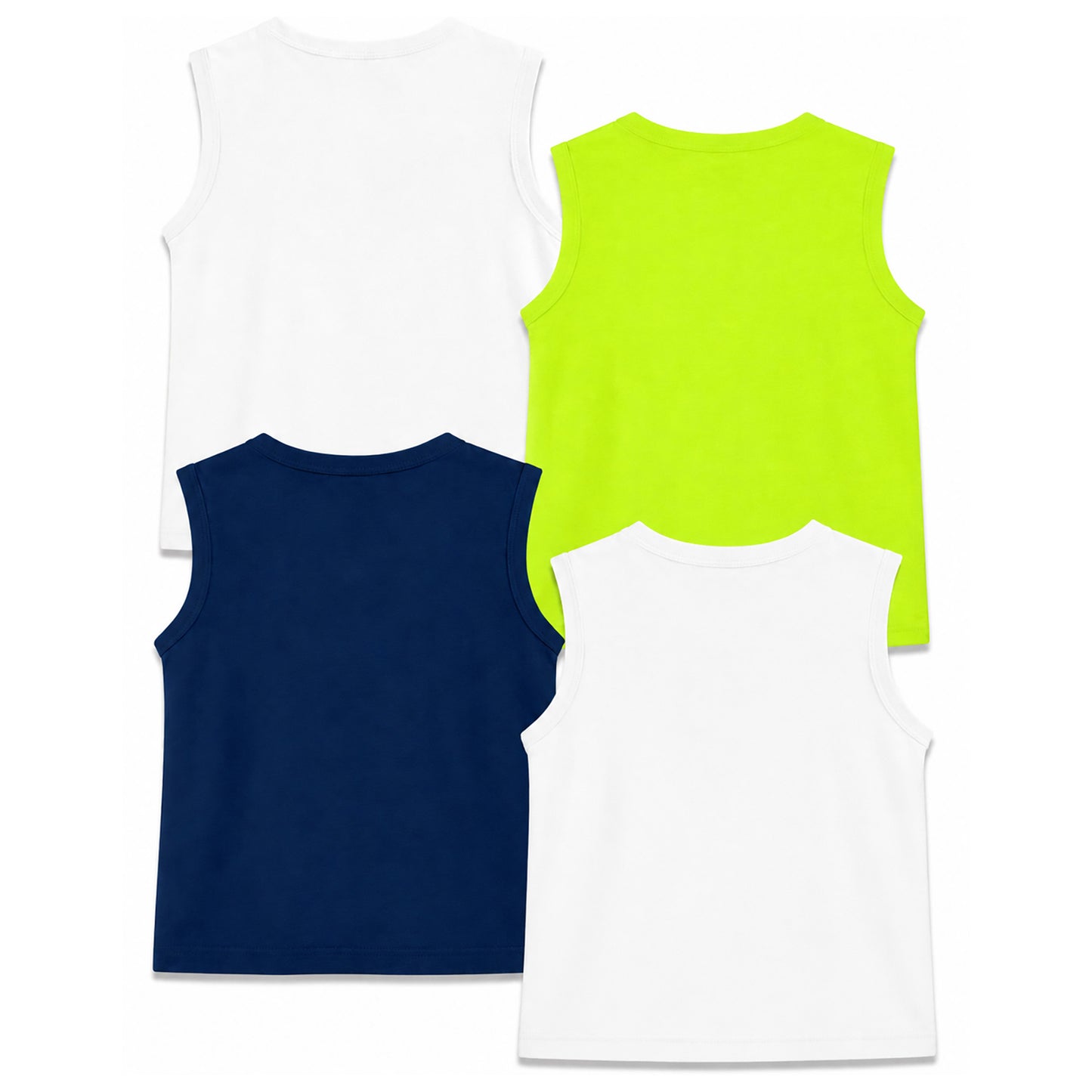 Kuchipoo Boys Sleeveless Cotton Tshirts | Printed Round Neck Kids Tshirts for Summer Wear | Pack of 4