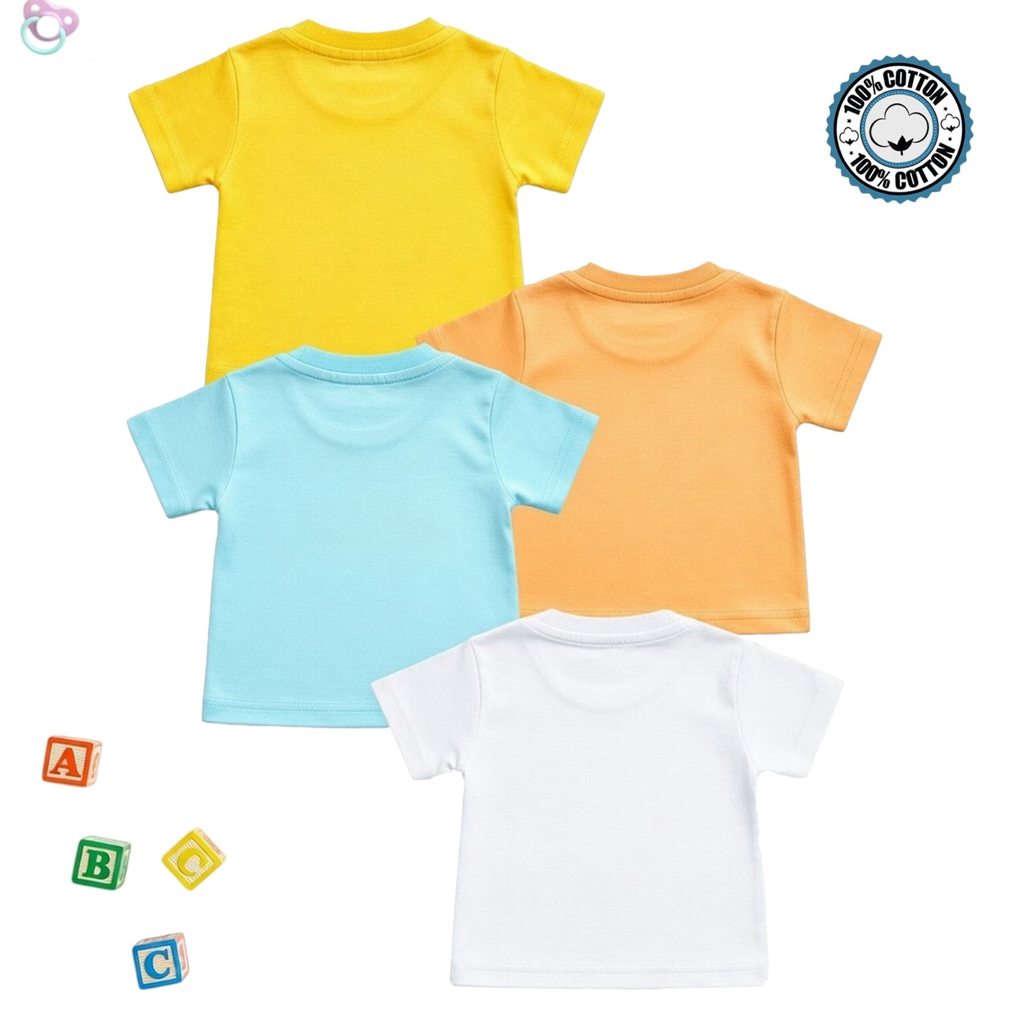 Kuchipoo 100% Cotton Baby Boys & Girls Printed T-Shirt Combo | Soft & Breathable Half Sleeve Tee | Cute Animal Graphics | Pack of 4
