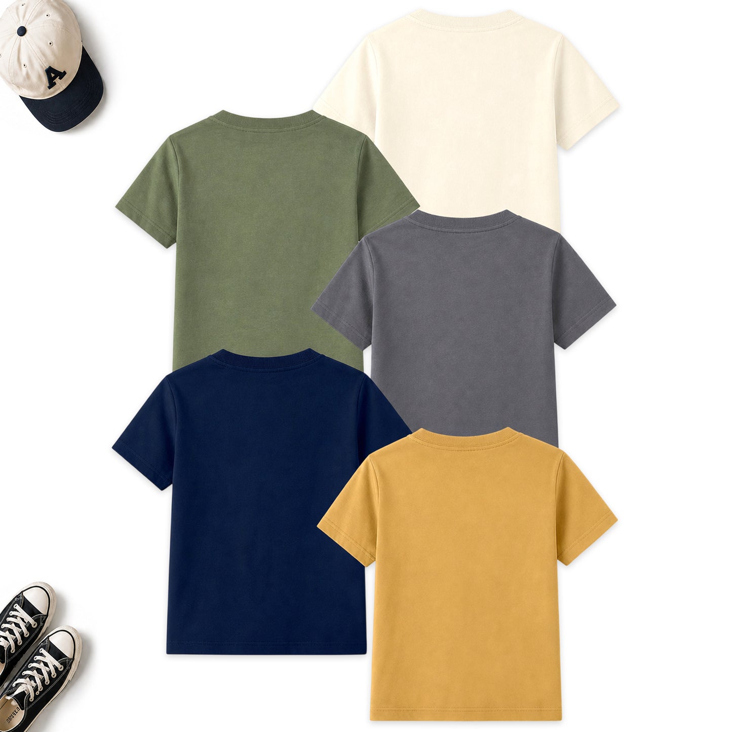 Kuchipoo Boys Cotton Printed T-Shirts | Half Sleeve Round Neck | Soft & Comfortable Casual Wear for Kids | Pack of 5
