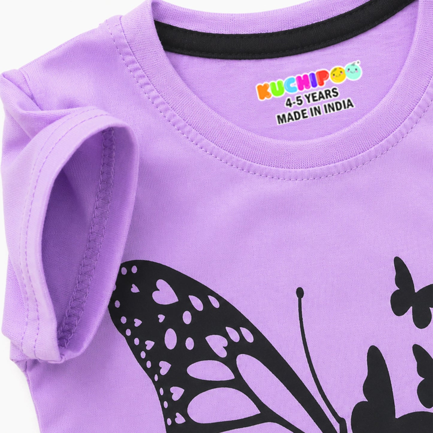 Kuchipoo Girls Cotton Printed T-Shirts | Half Sleeve Round Neck | Soft & Comfortable Casual Wear for Kids | Pack of 5